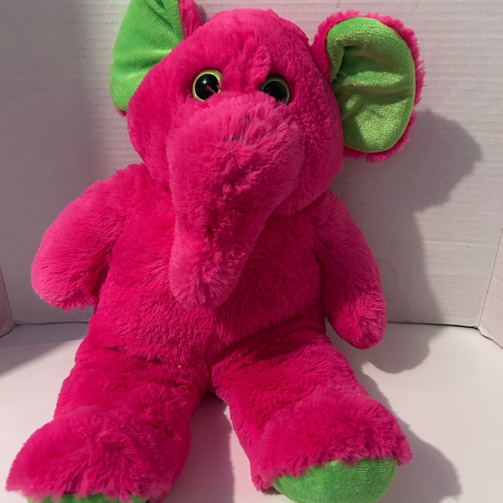 Kellytoy Pink and Green Plush Elephant plush 20” long